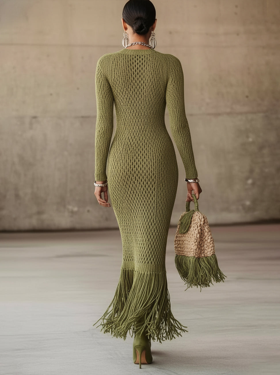 Sienna | Fringe Knit Maxi Dress