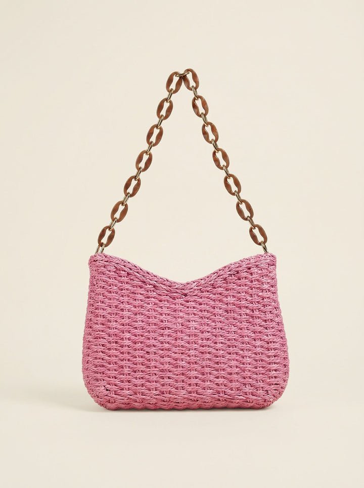 Colorful Woven Straw Shoulder Bag