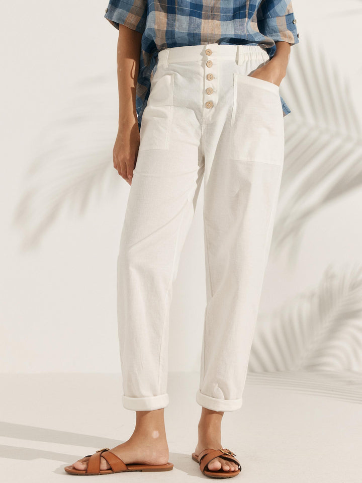 Linen Simple Button Fly Trousers HEIDI