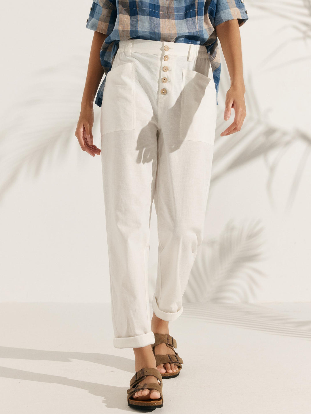 Linen Simple Button Fly Trousers HEIDI