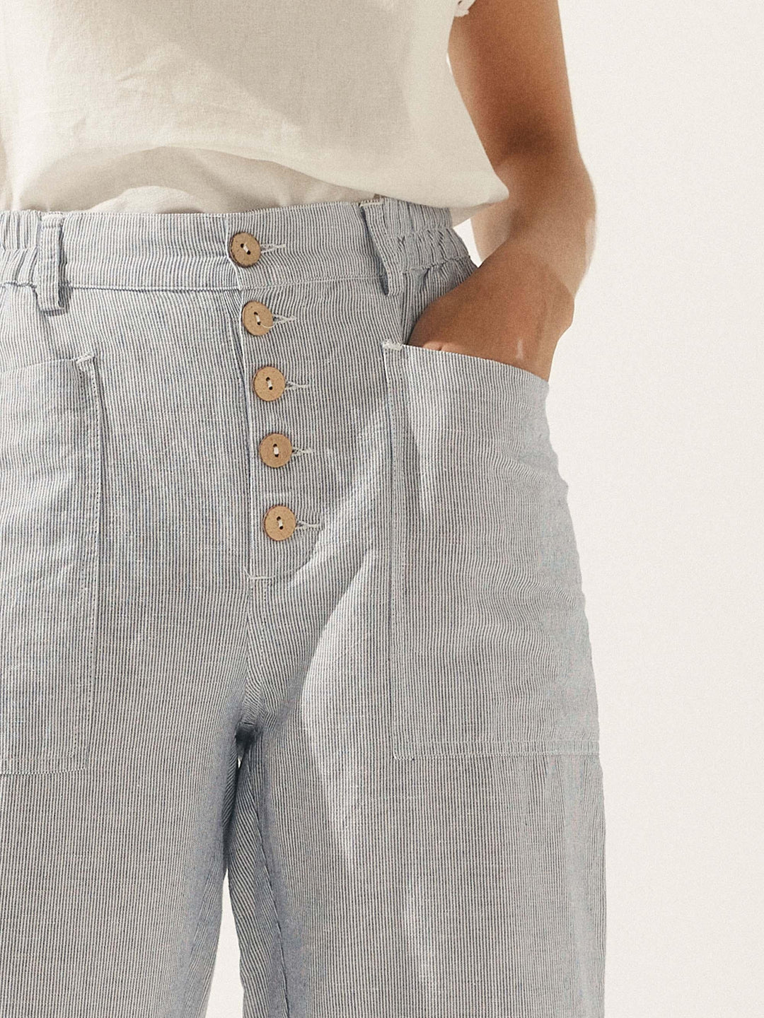 Linen Simple Button Fly Trousers HEIDI