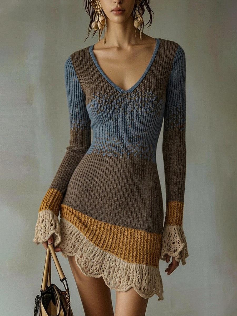 Elara | Colourblock Lace Mini Dress