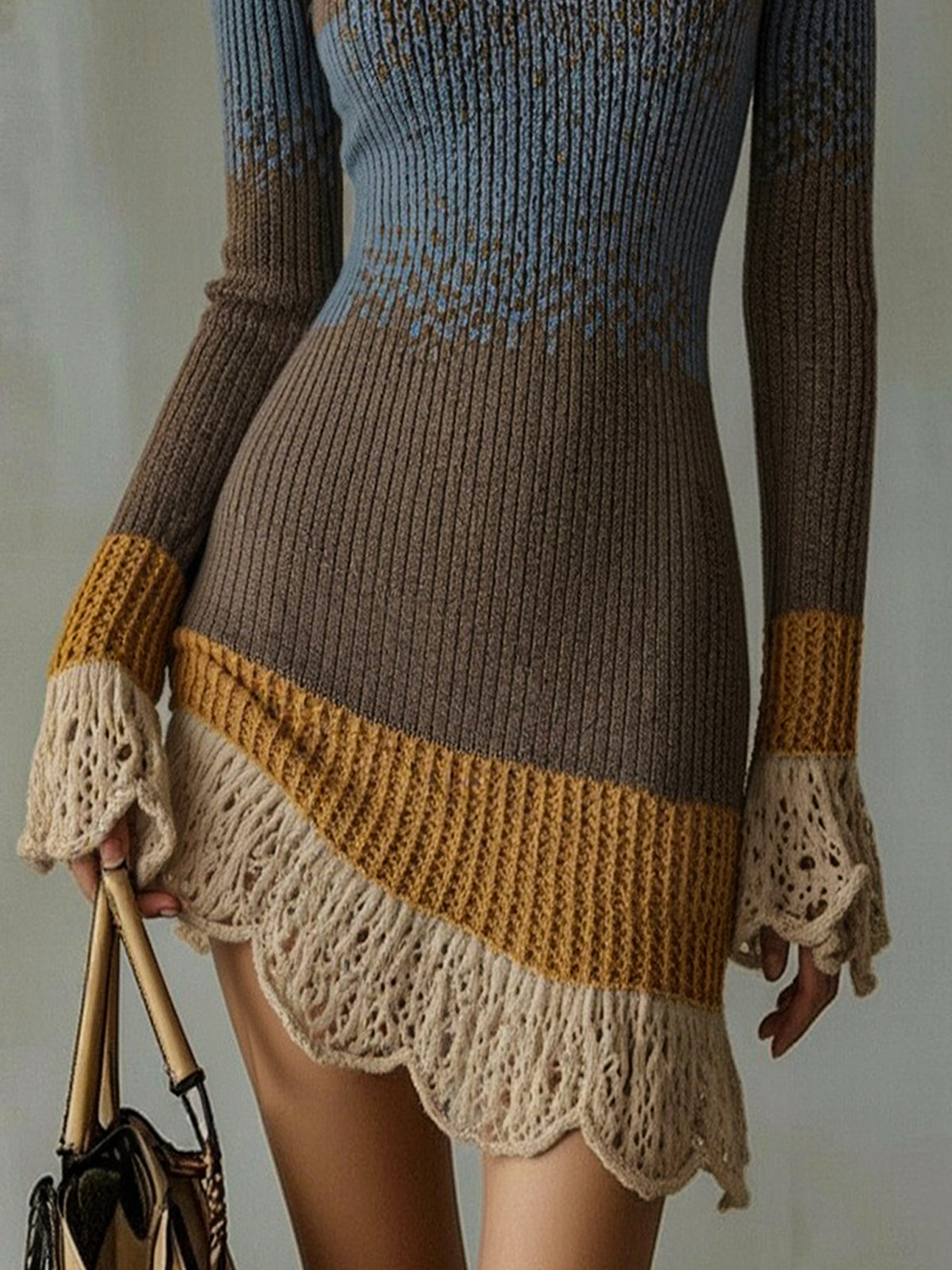Elara | Colourblock Lace Mini Dress