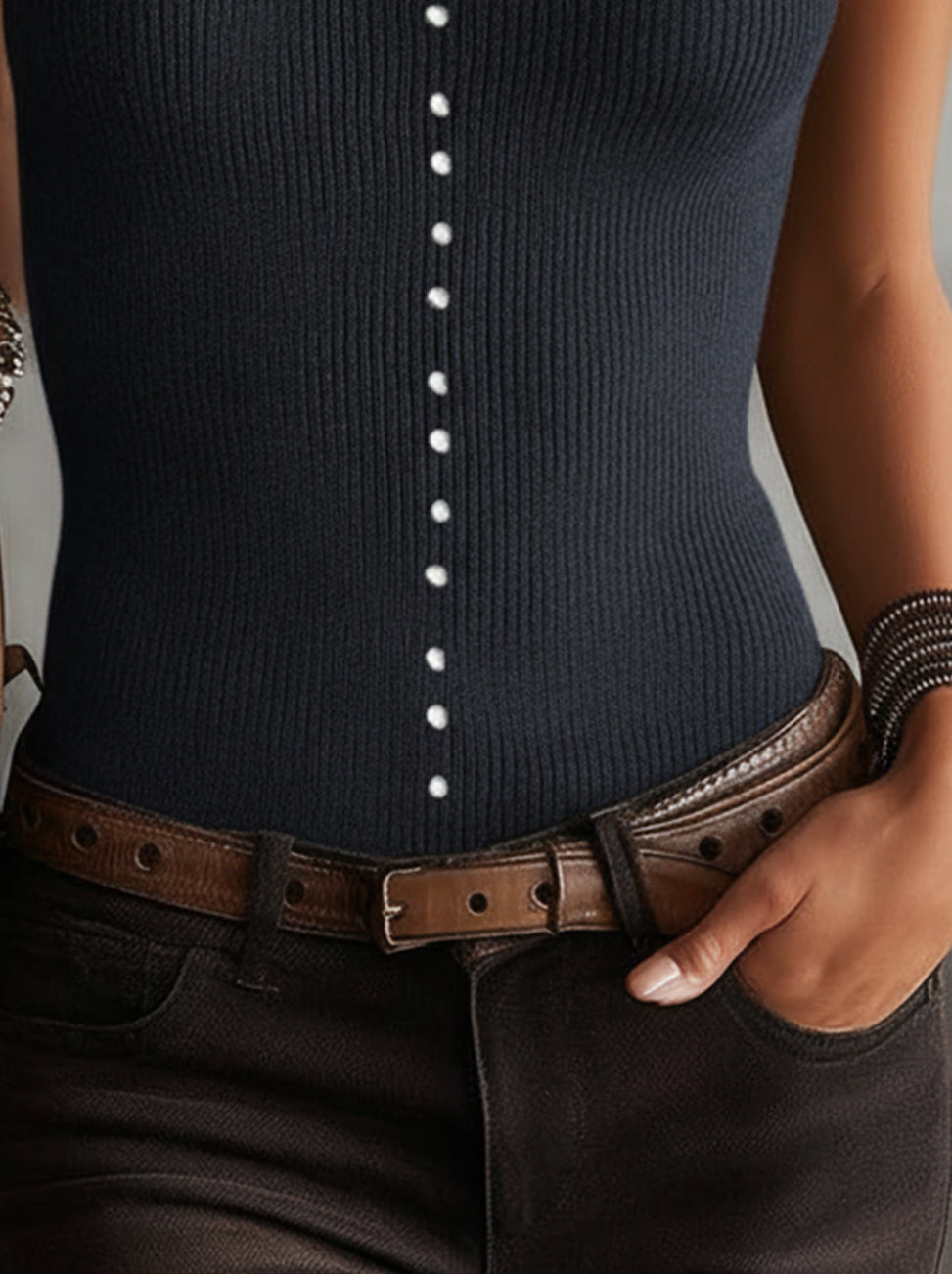 Elise | Pearl Button Knit Top
