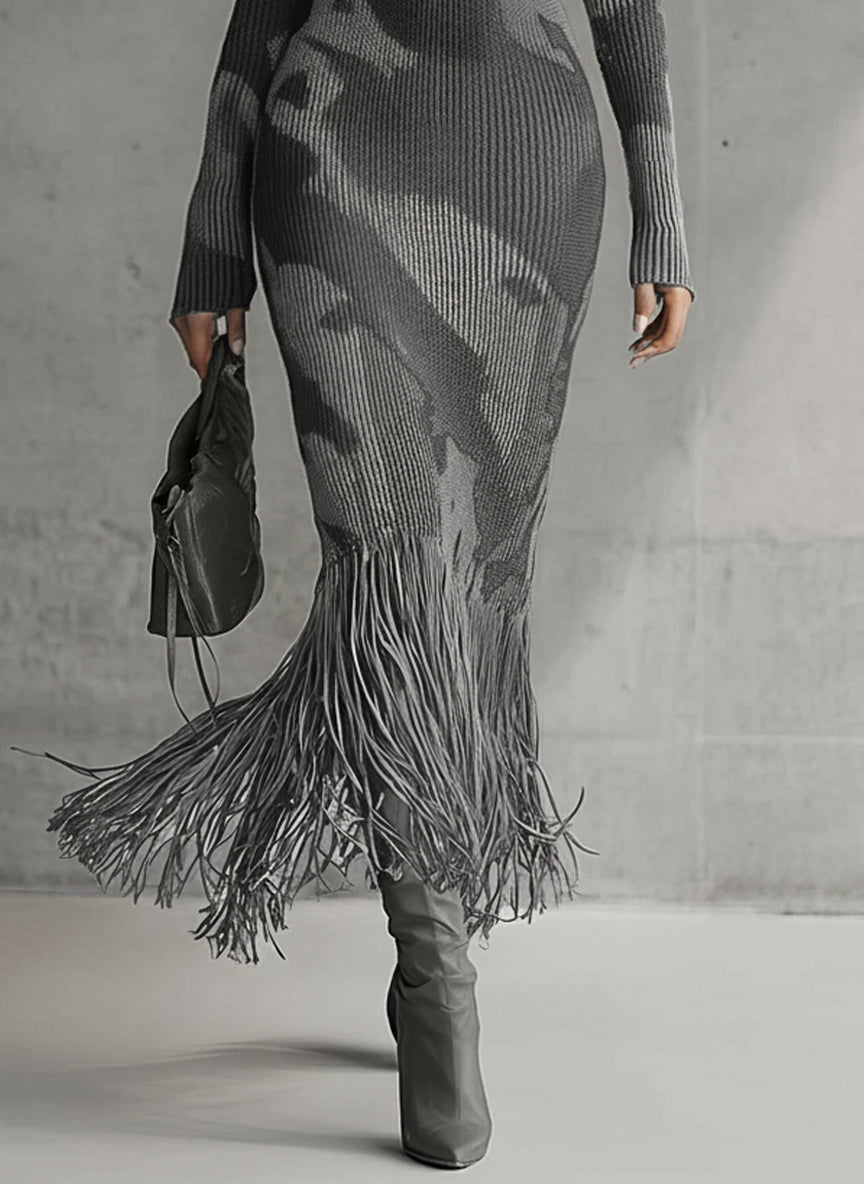 Savannah | Camo Fringe Maxi Dress