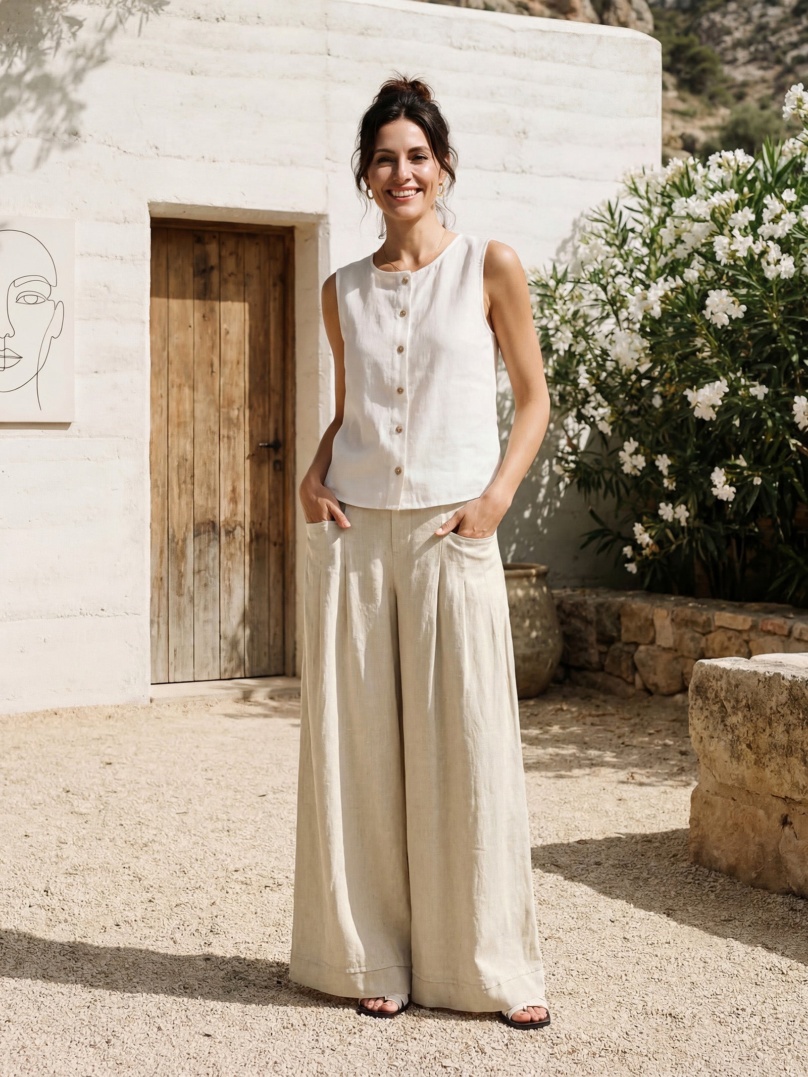 Veridiana | Pleated Linen Trousers