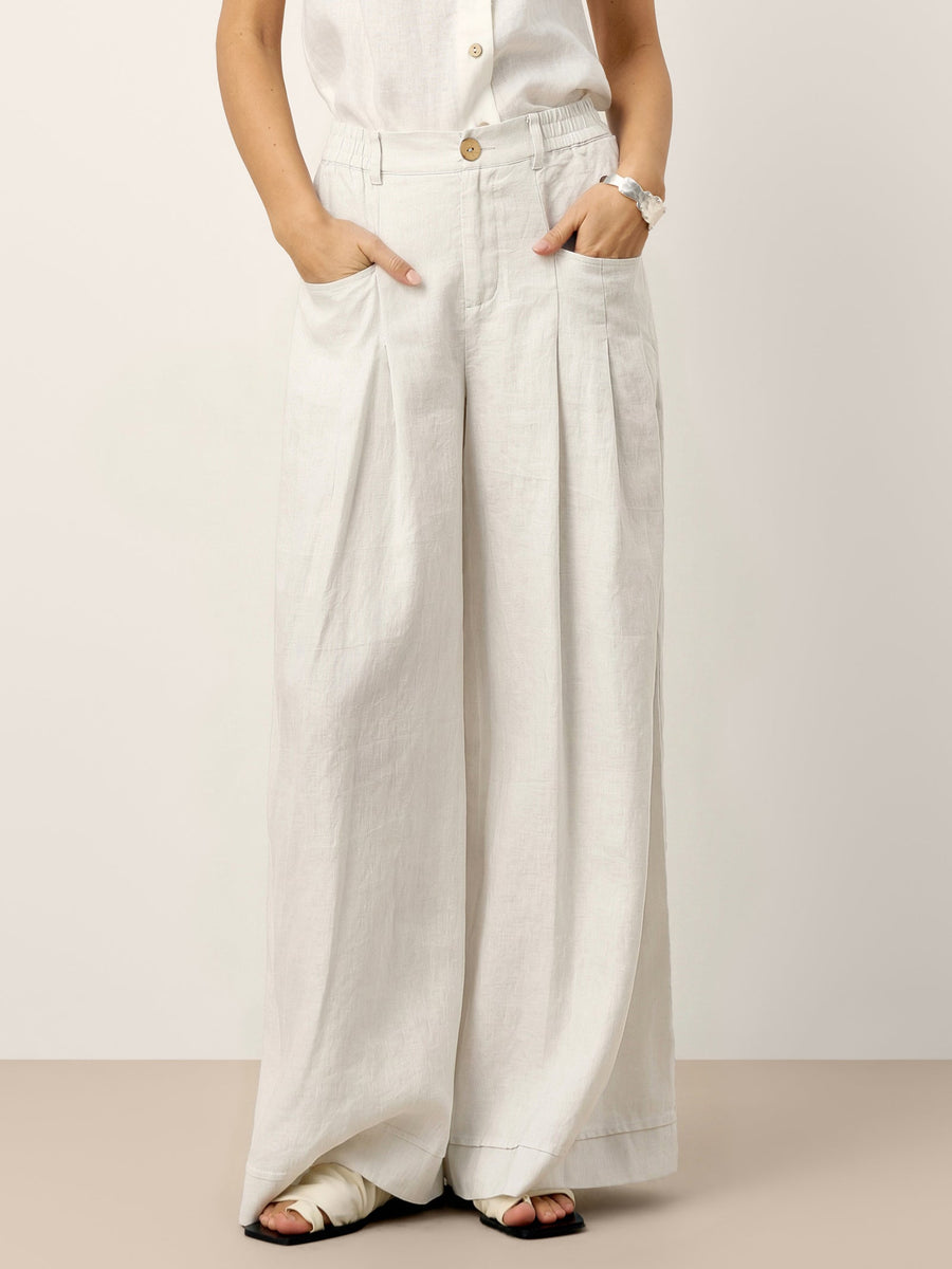 Veridiana | Pleated Linen Trousers