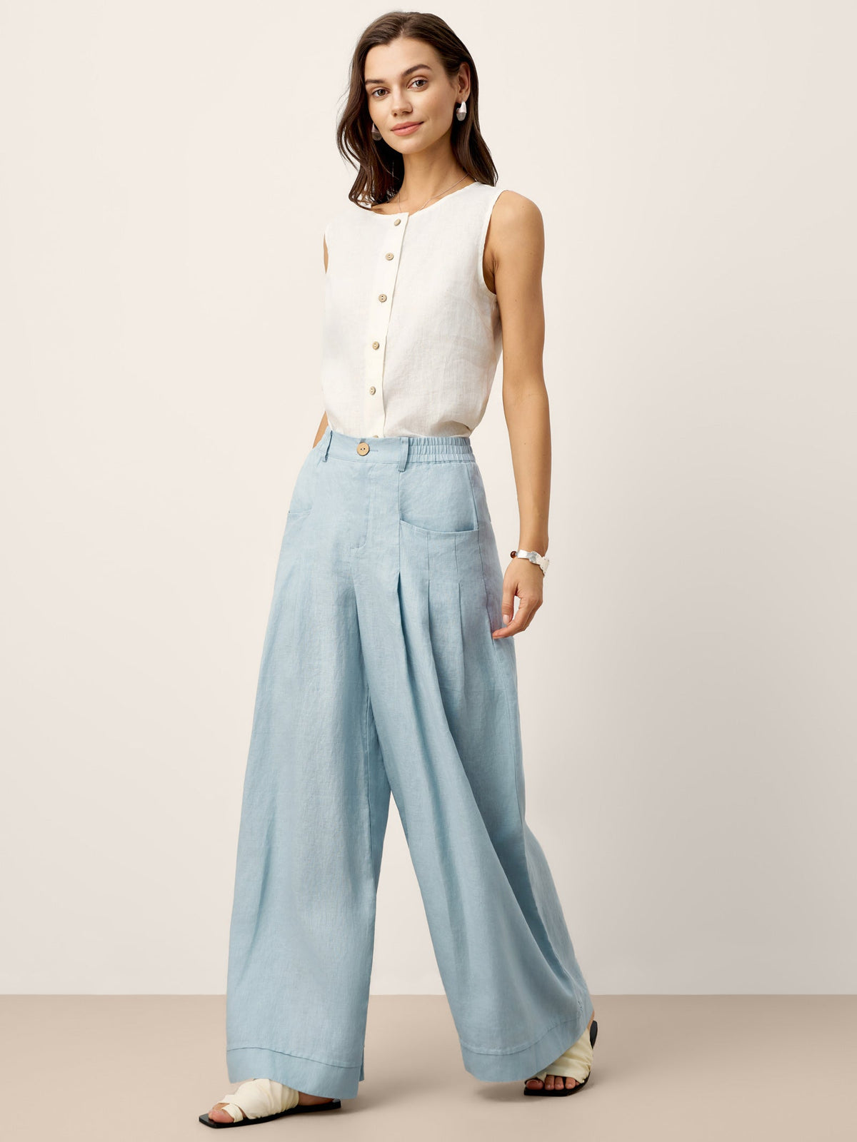 Veridiana | Pleated Linen Trousers