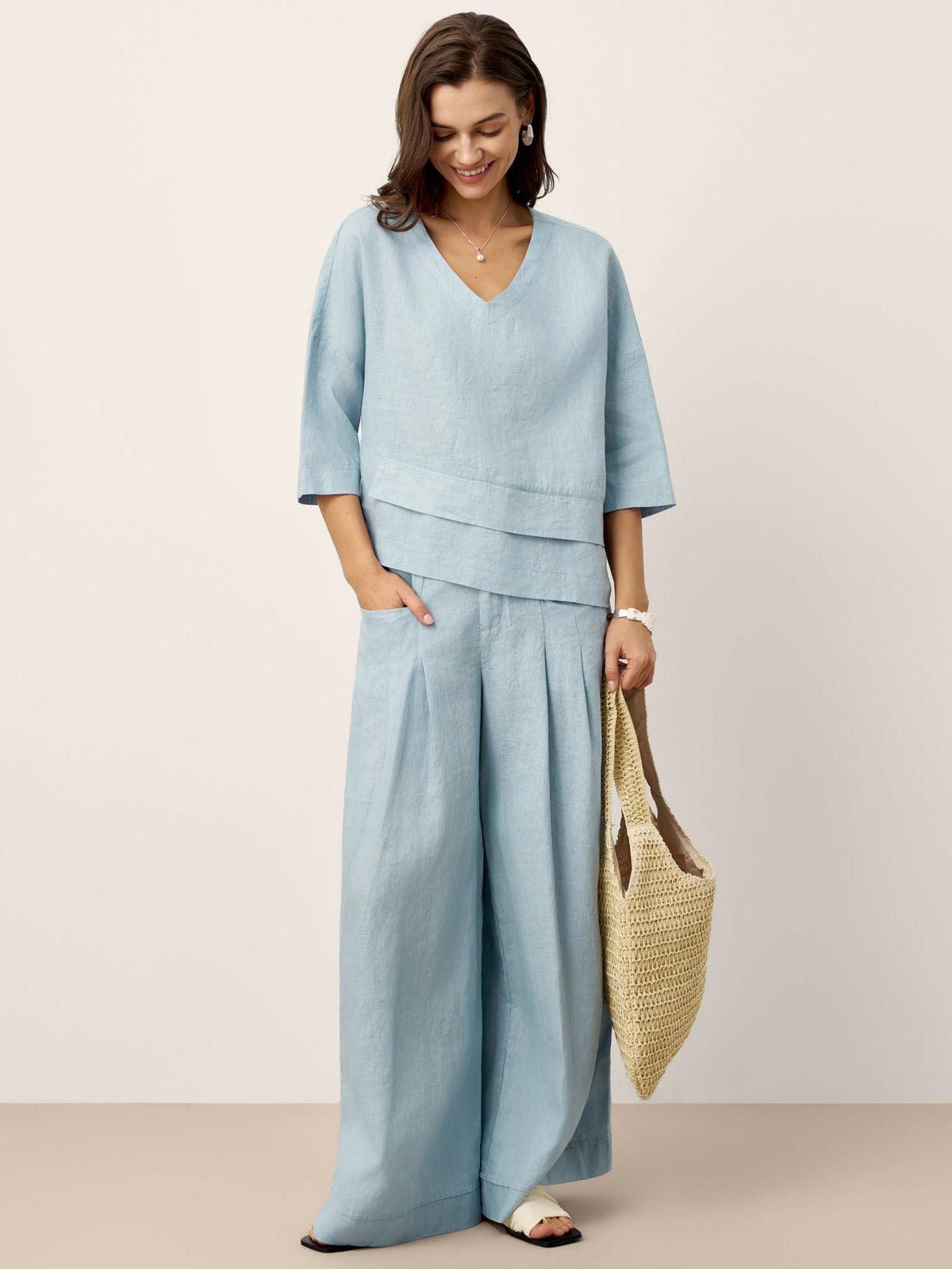 Veridiana | Pleated Linen Trousers