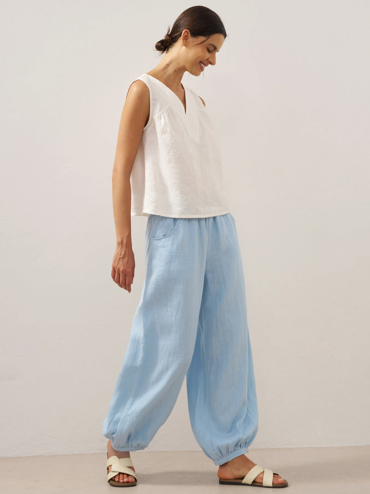 Talia | Barrel Linen Trousers
