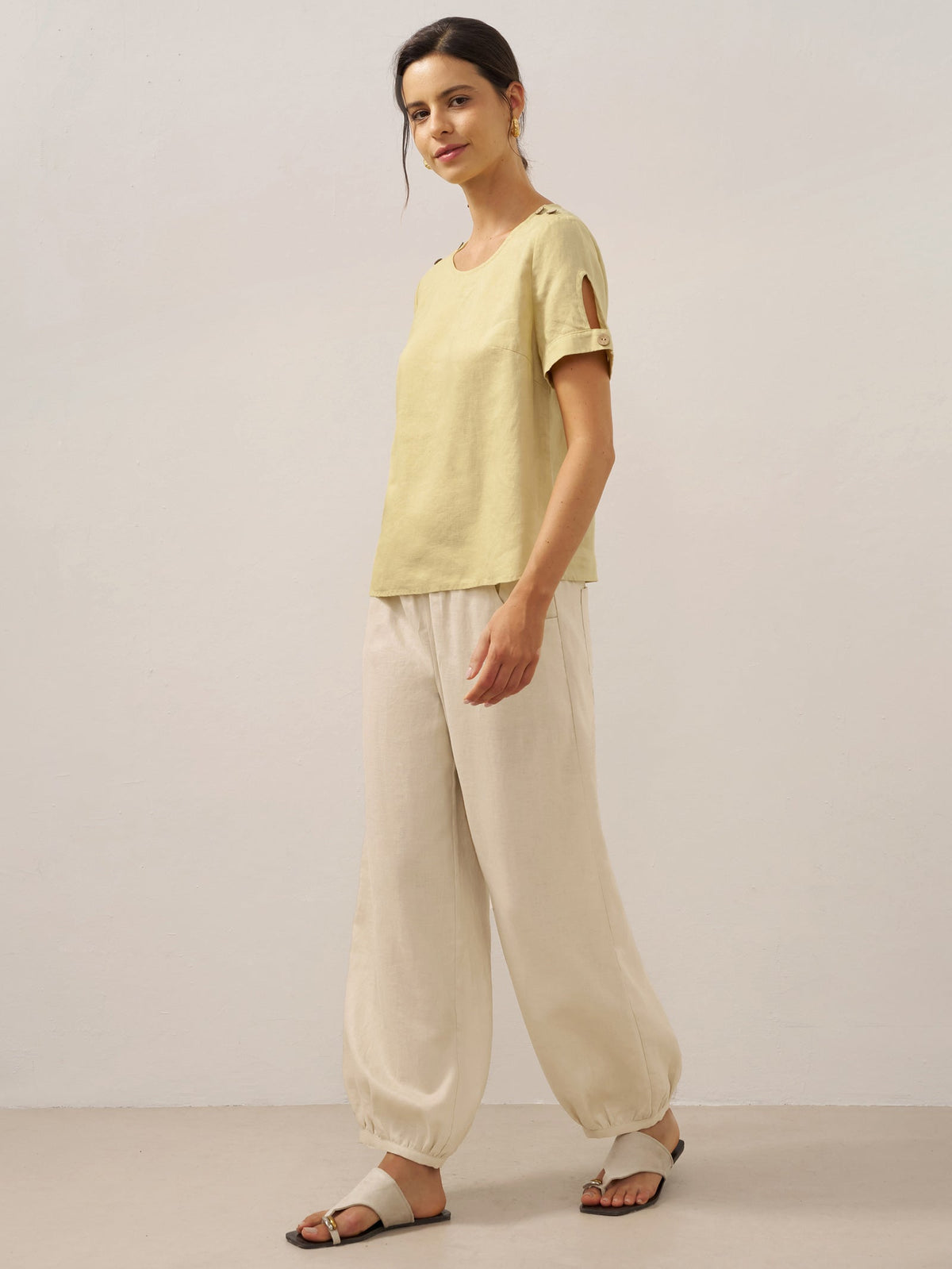 Talia | Barrel Linen Trousers