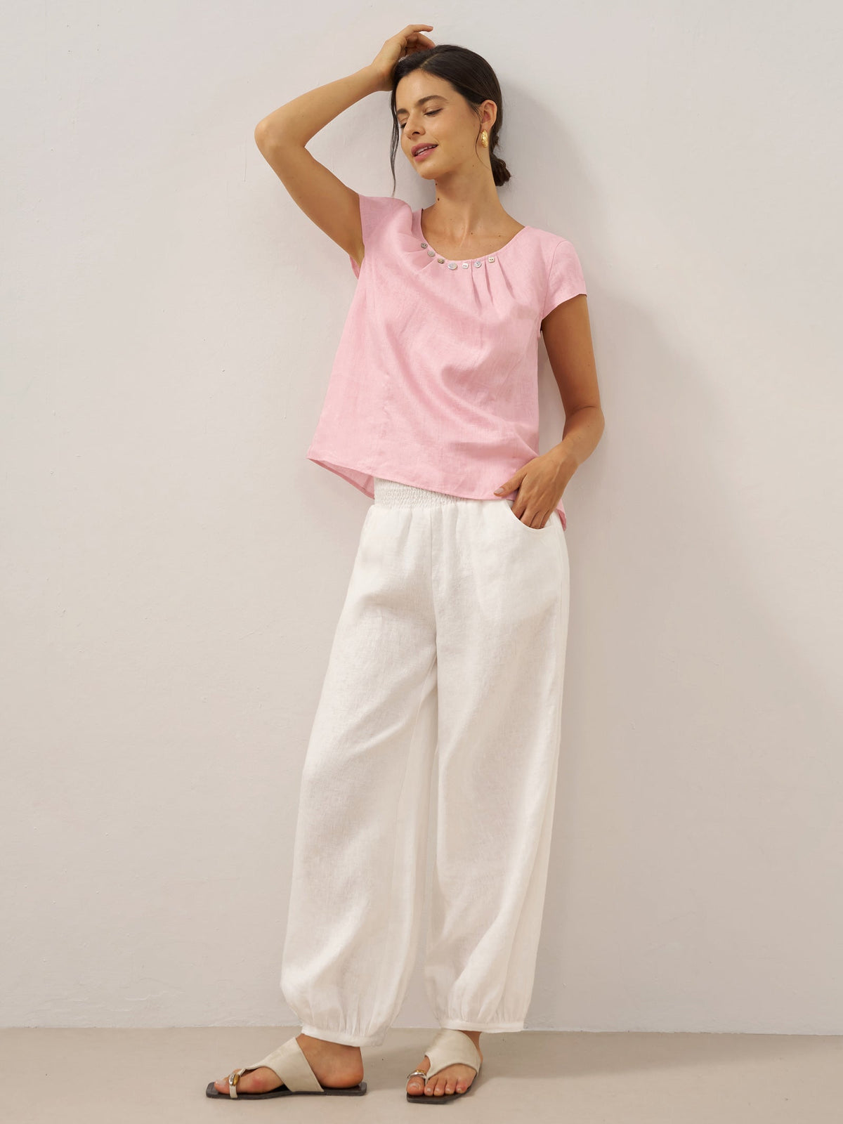 Talia | Barrel Linen Trousers