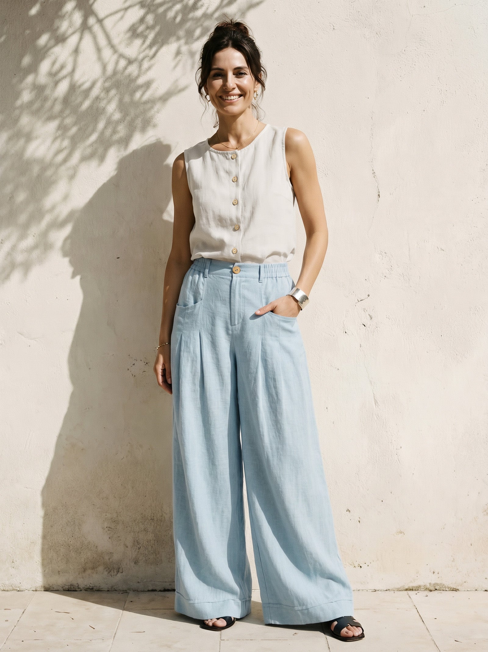 Veridiana | Pleated Linen Trousers