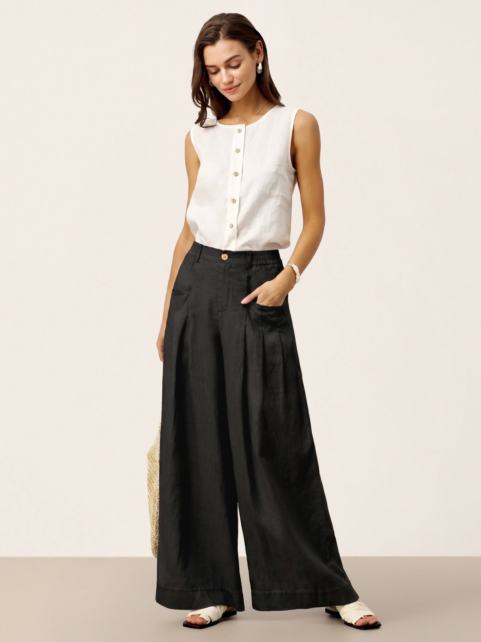 Veridiana | Pleated Linen Trousers
