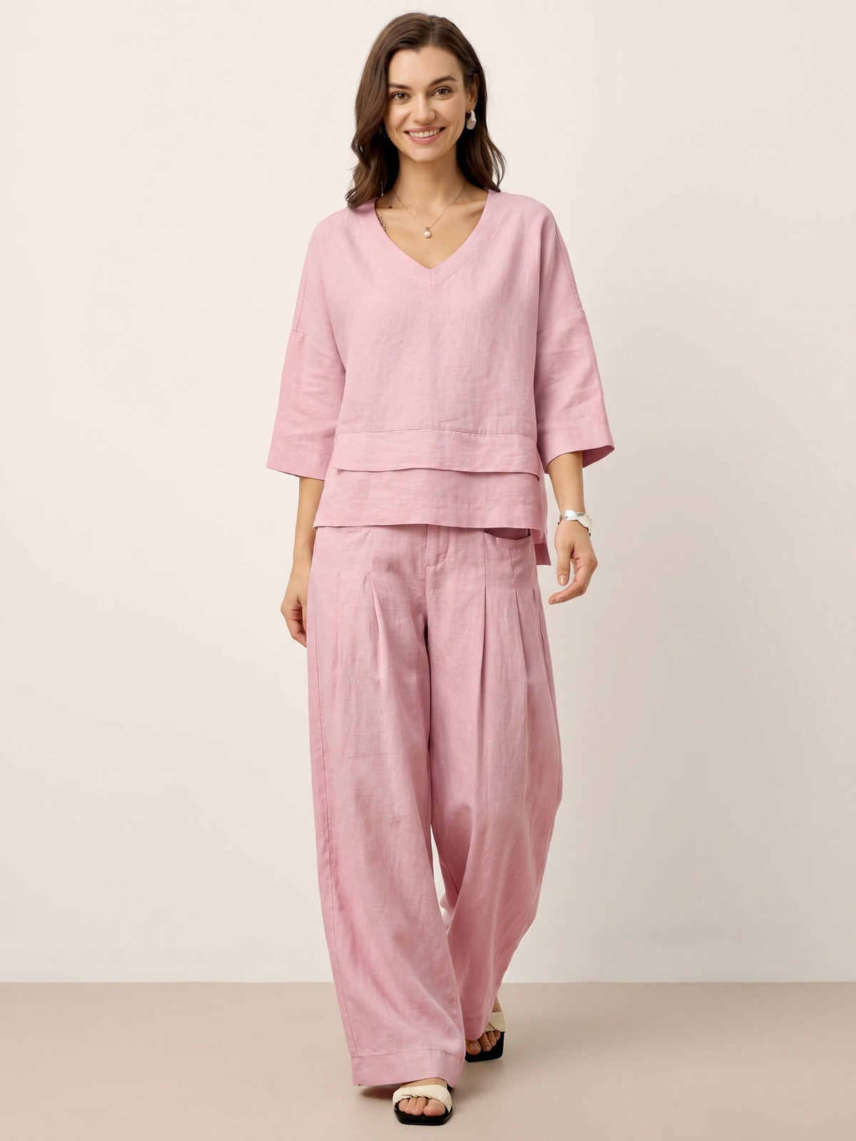 Veridiana | Pleated Linen Trousers