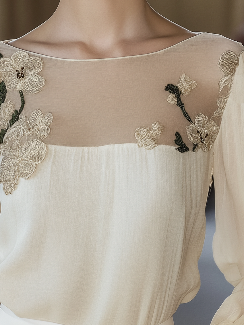 Elara | Floral Mesh Blouse