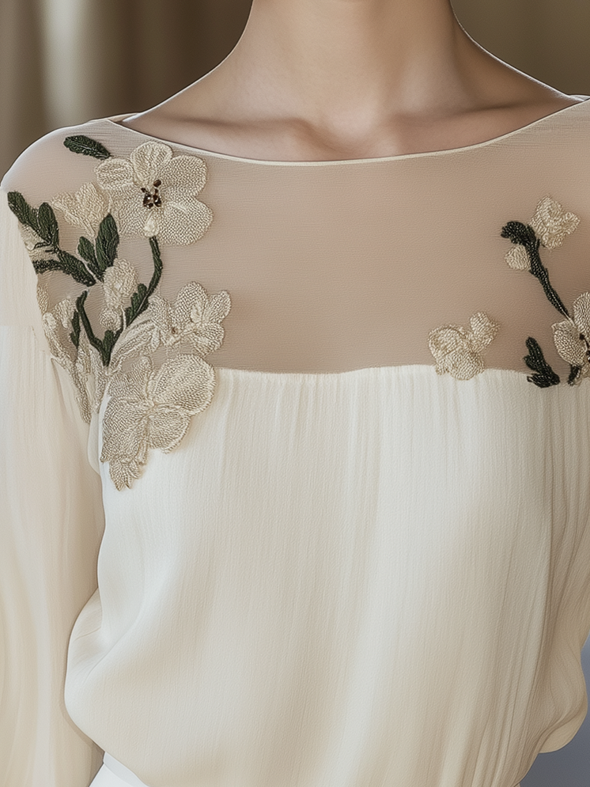 Elara | Floral Mesh Blouse