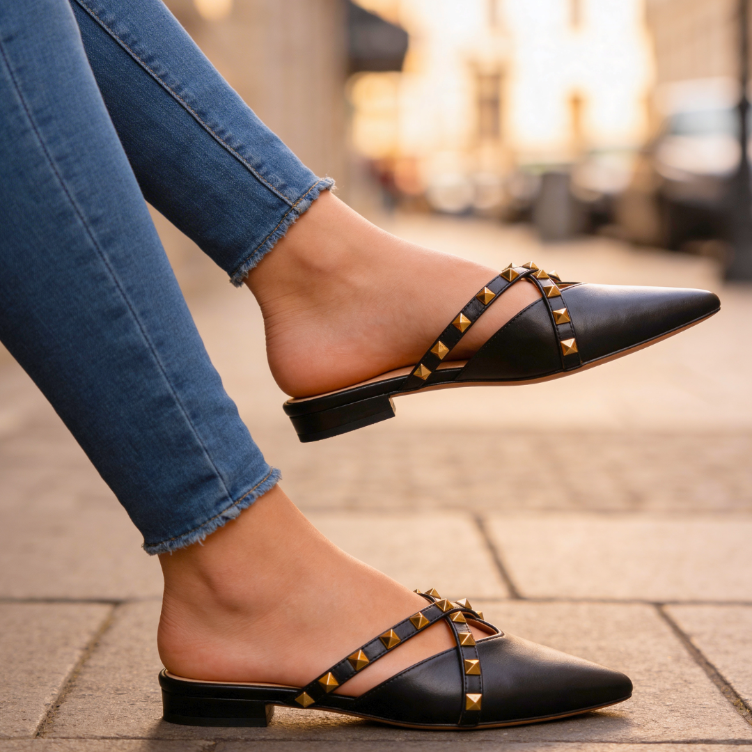 Rivara | Studded Pointed-Toe Mules