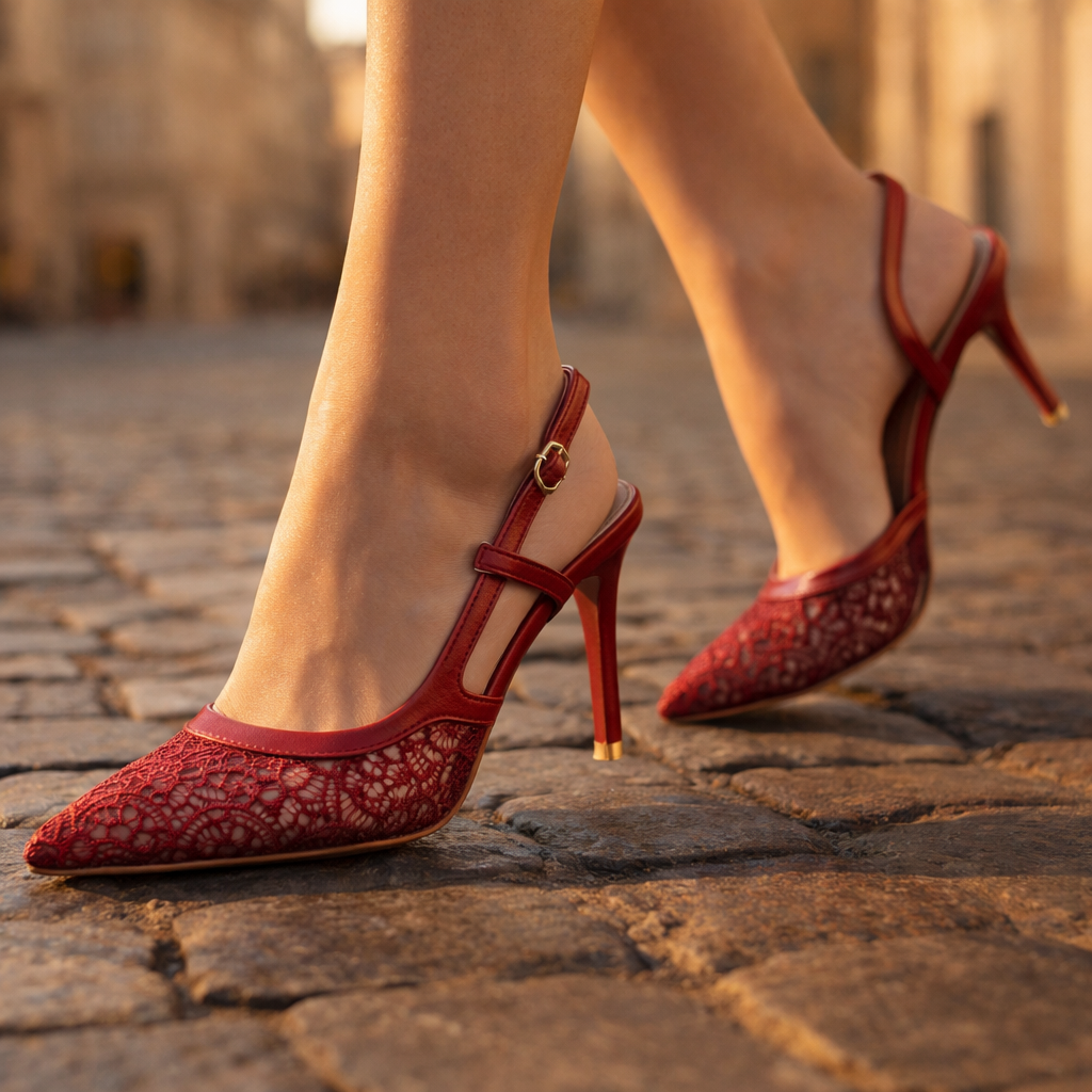 Seren | Lace Slingback Stiletto Heels