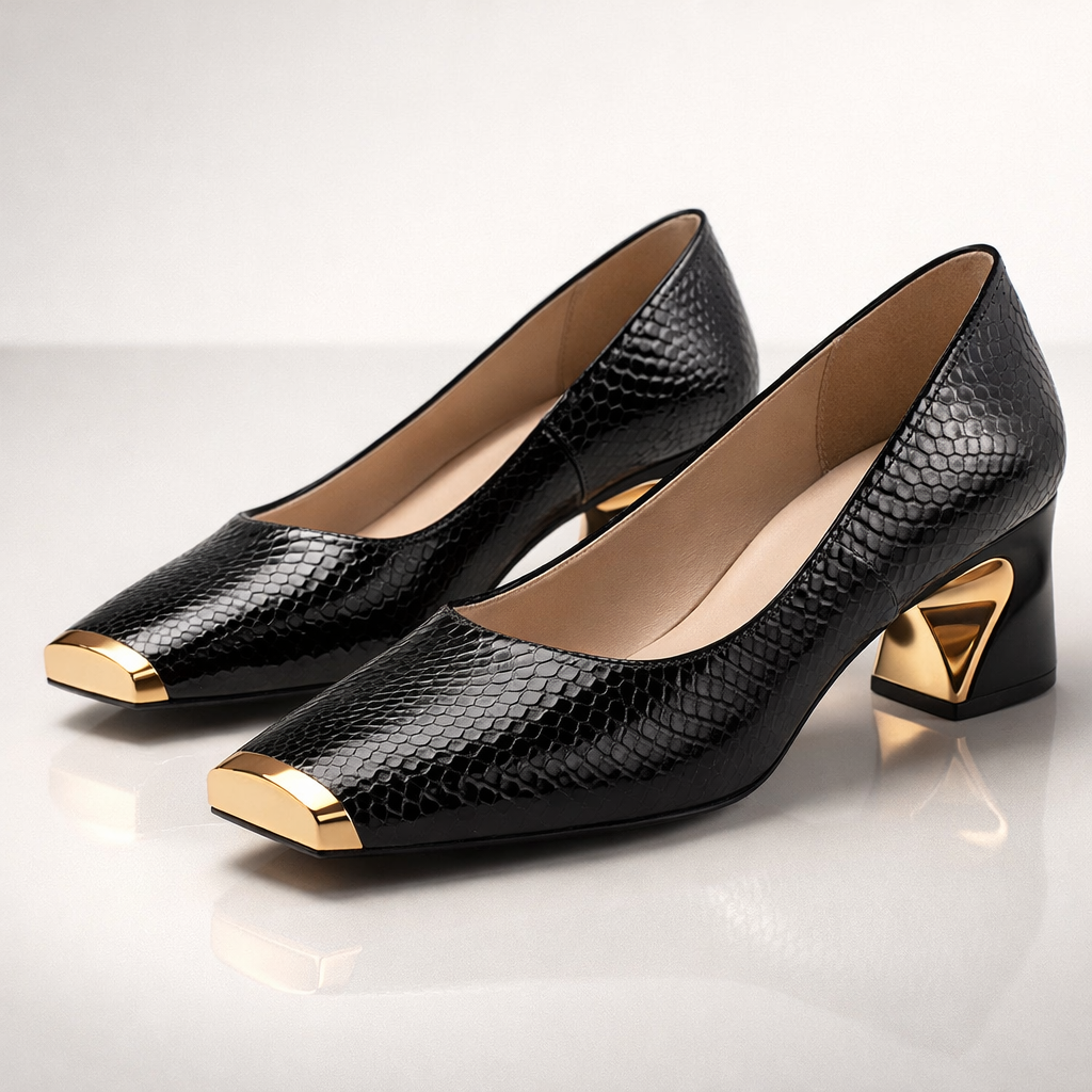 Aurea | Snake Block Heels