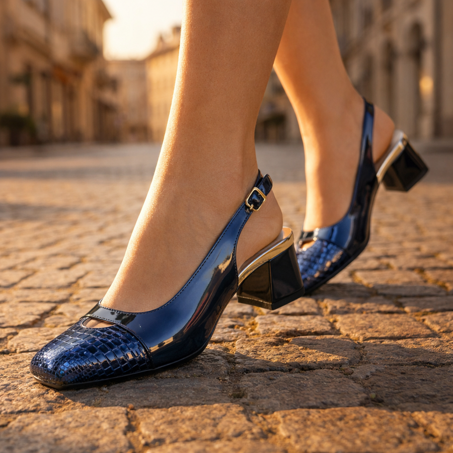 Claire | Patent Slingback Block Heels