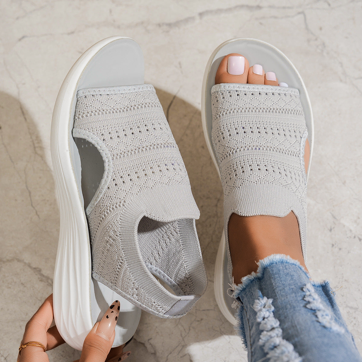 Faye | Knit Platform Sandals