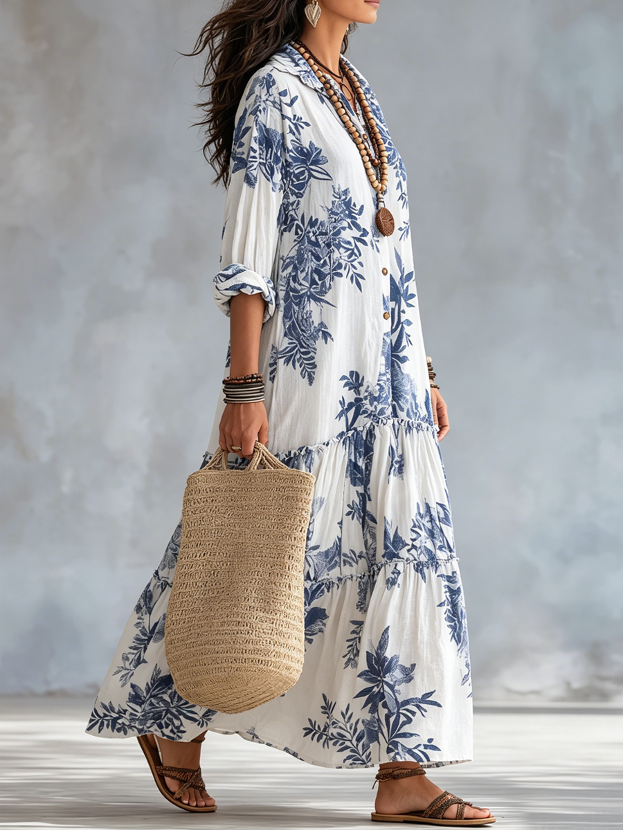 Dahlia | Blue Floral Maxi Dress