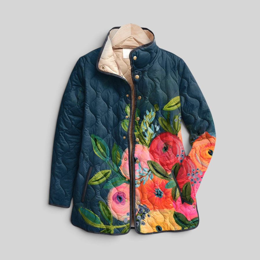 Amaya | Vintage Floral Print Quilted Jacket