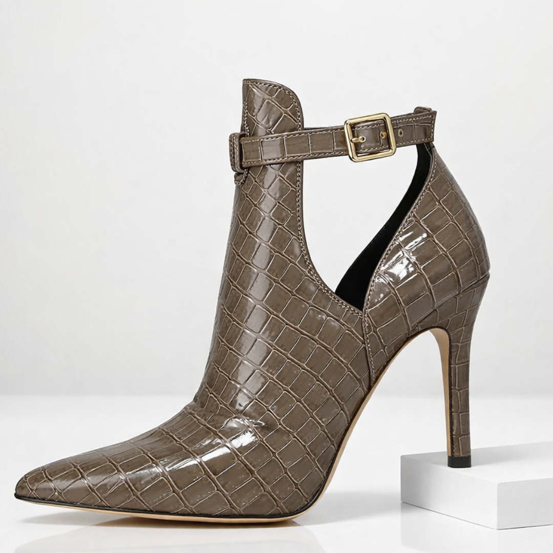 Virelle | Croc-Embossed Stiletto Ankle Boots