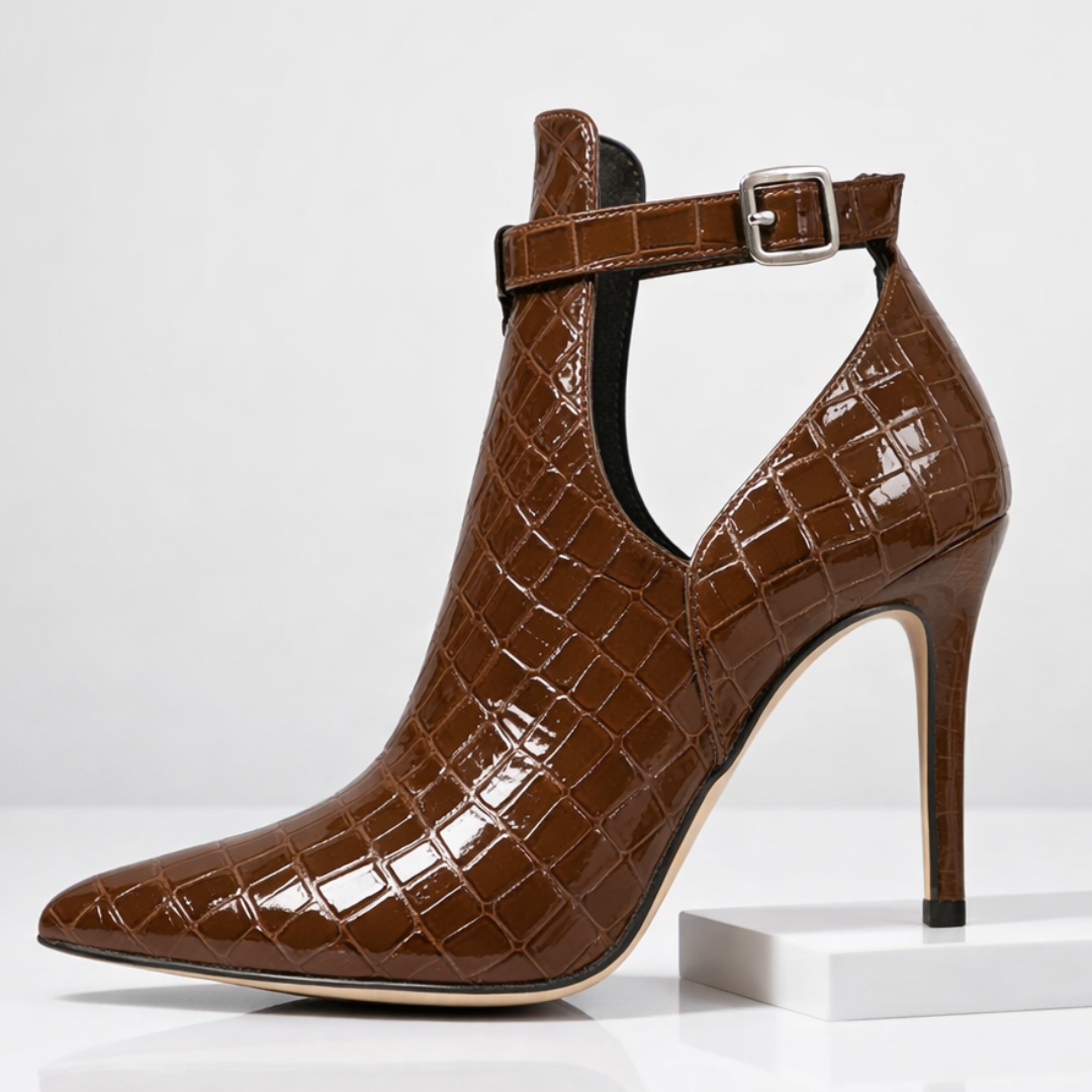 Virelle | Croc-Embossed Stiletto Ankle Boots