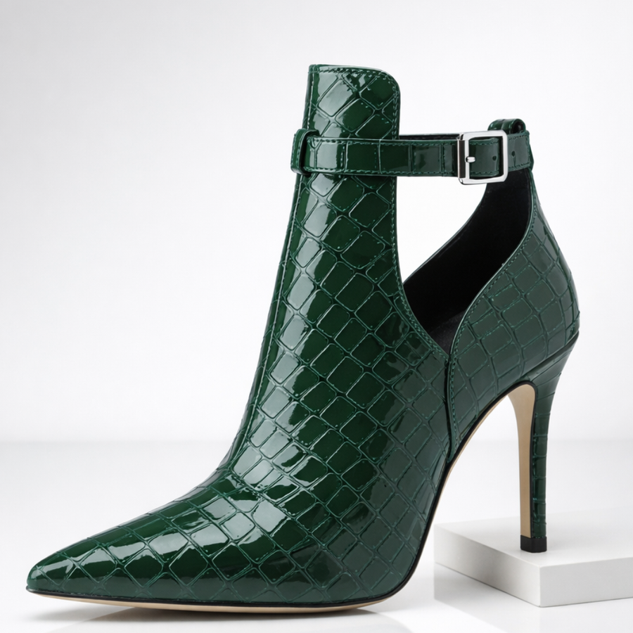 Virelle | Croc-Embossed Stiletto Ankle Boots