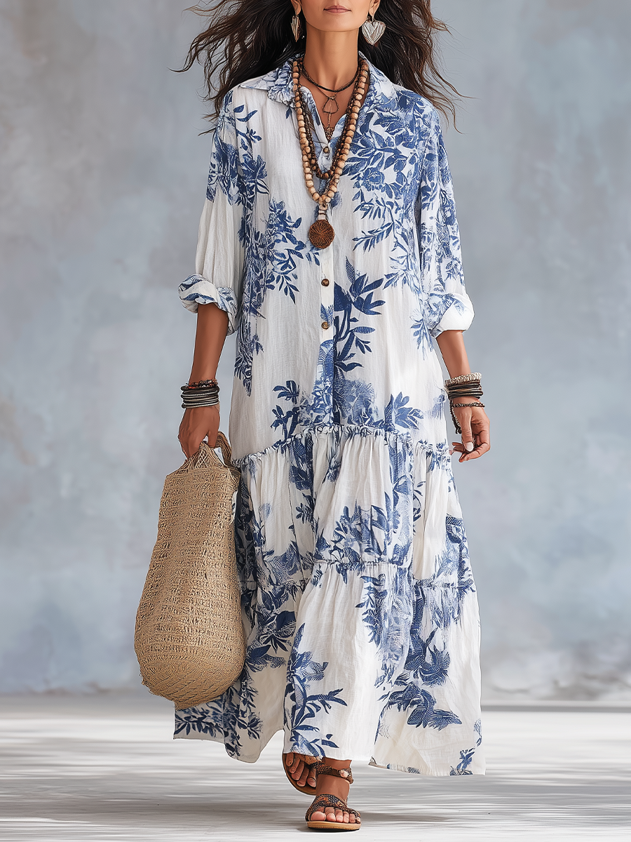 Dahlia | Blue Floral Maxi Dress