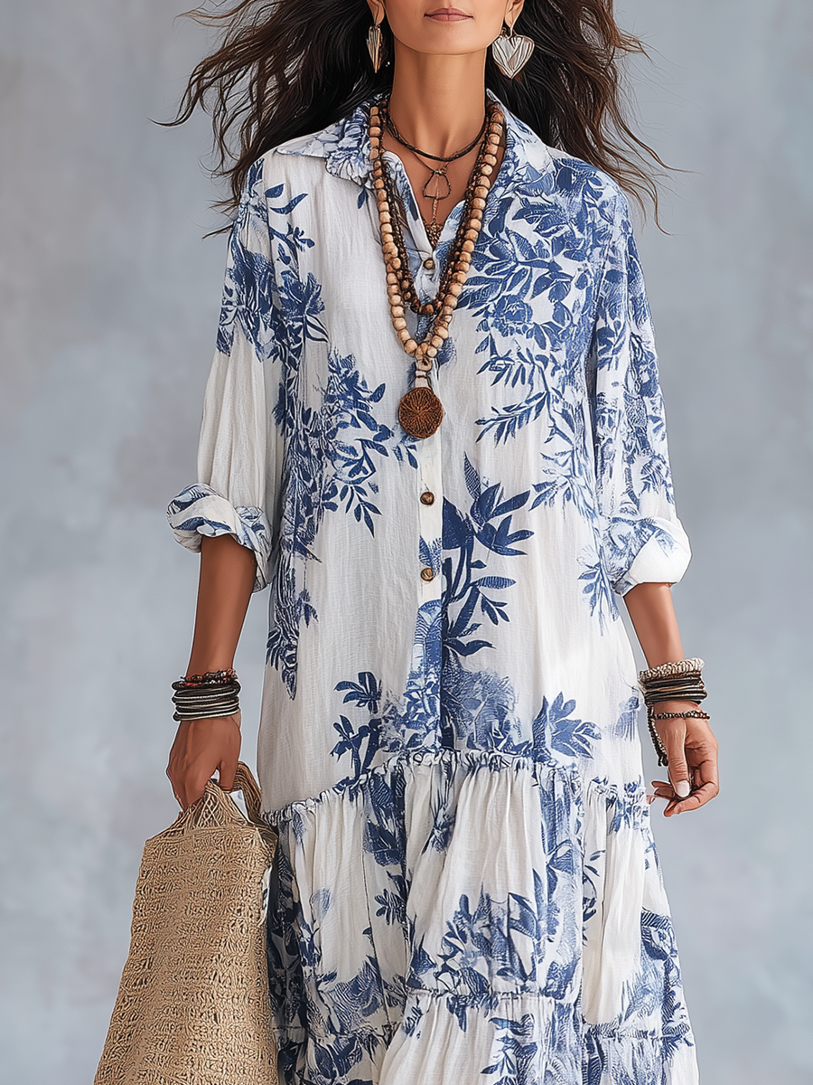 Dahlia | Blue Floral Maxi Dress