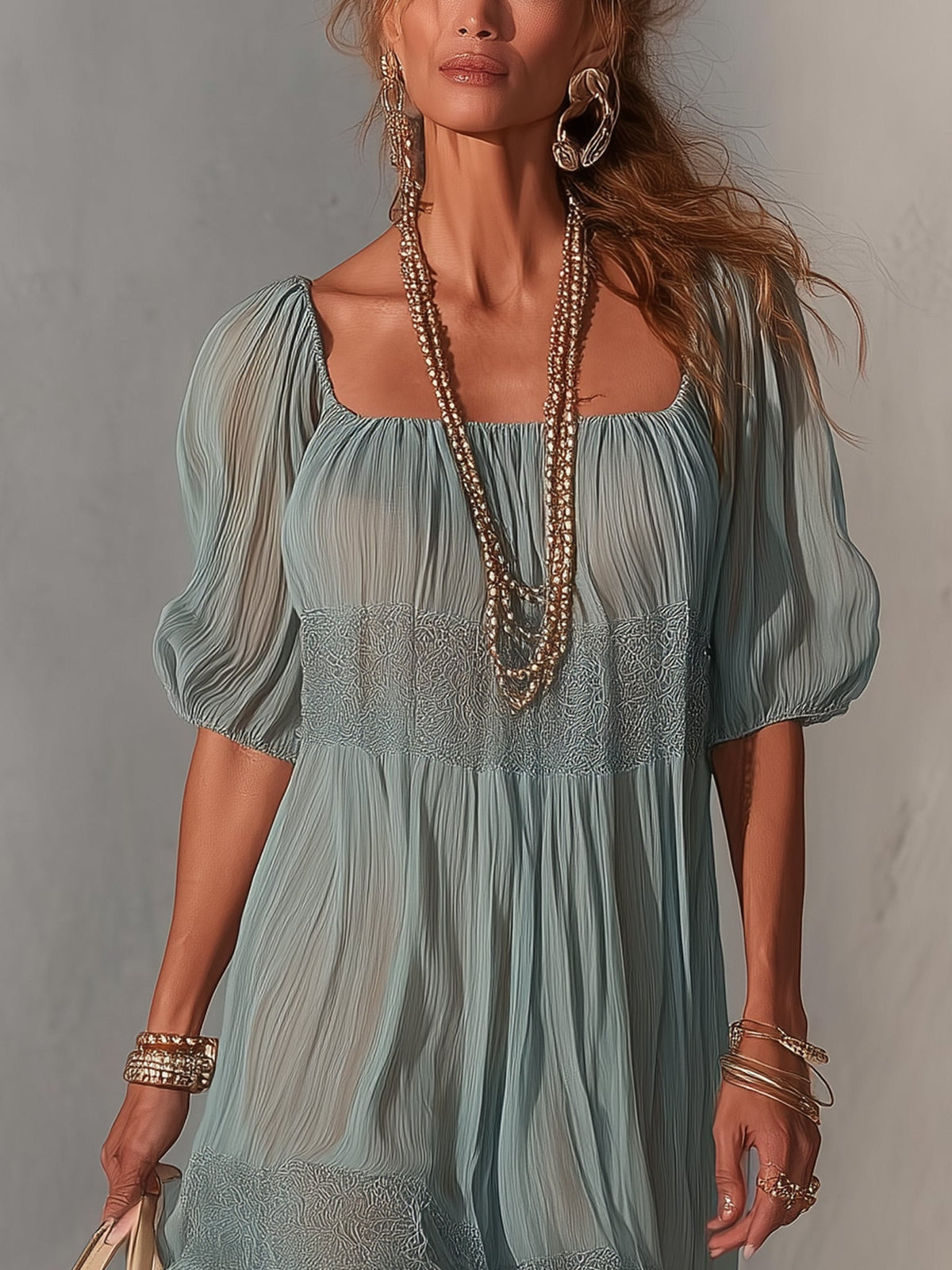 Elodie | Pleated Lace Midi Dress