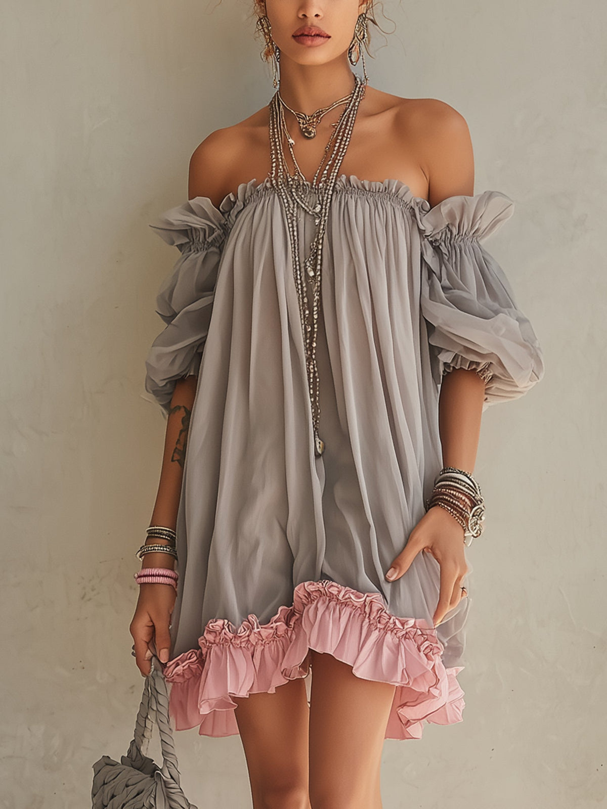 Elodie | Contrast Ruffle Mini Dress