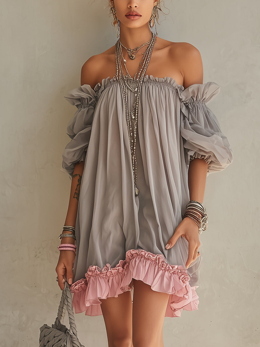Elodie | Contrast Ruffle Mini Dress
