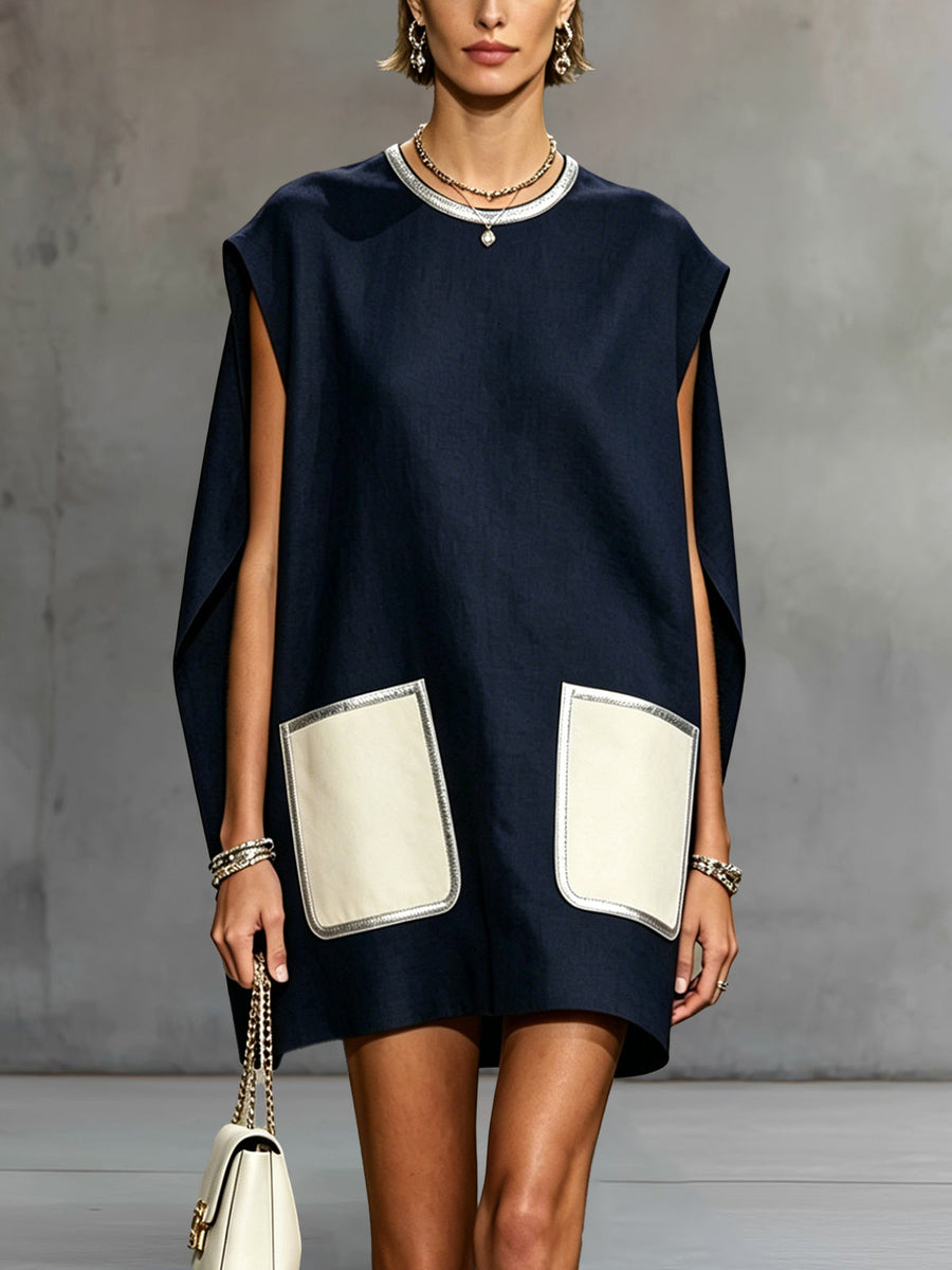 Elise | Contrast Pocket Mini Dress