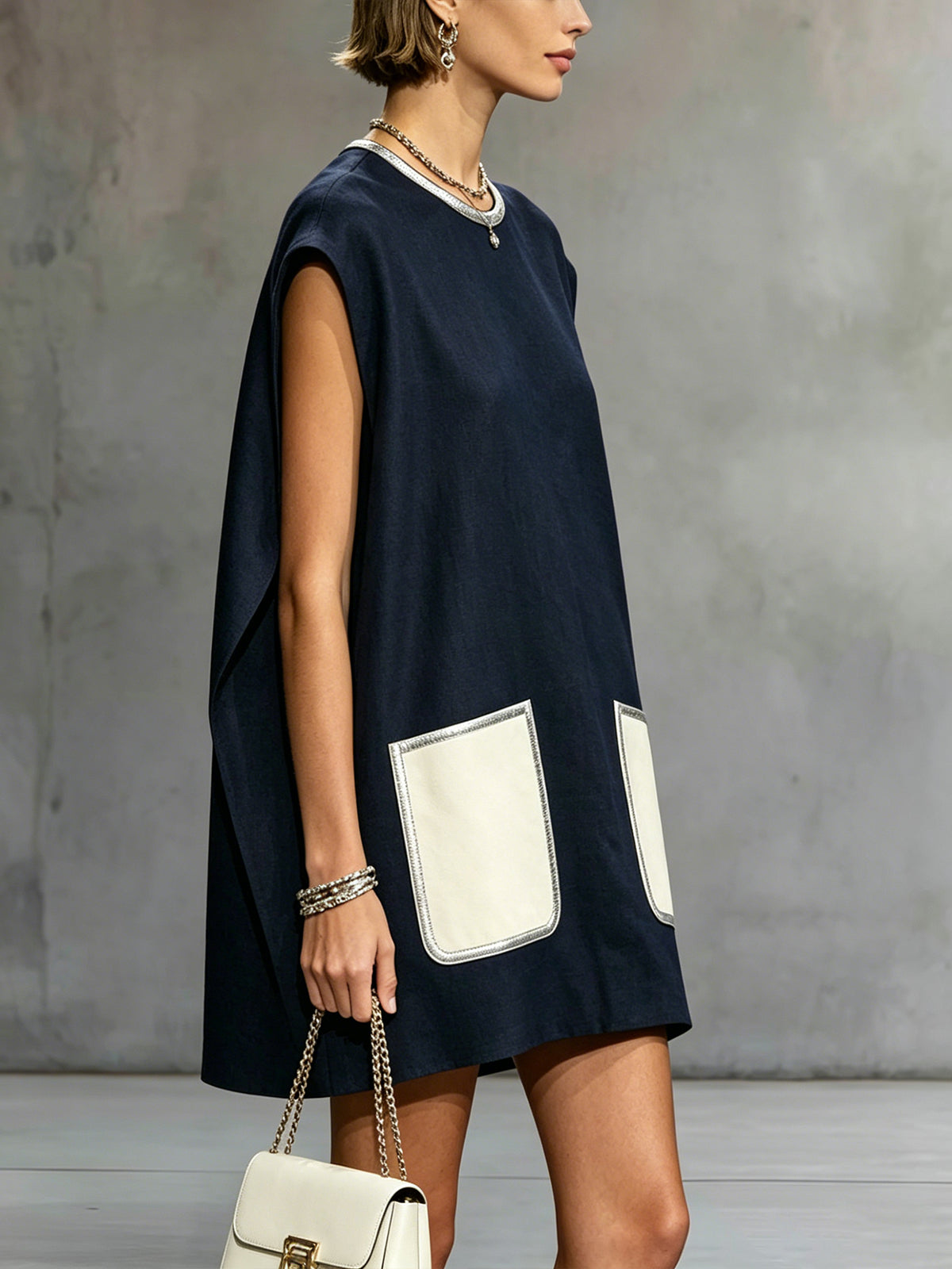 Elise | Contrast Pocket Mini Dress