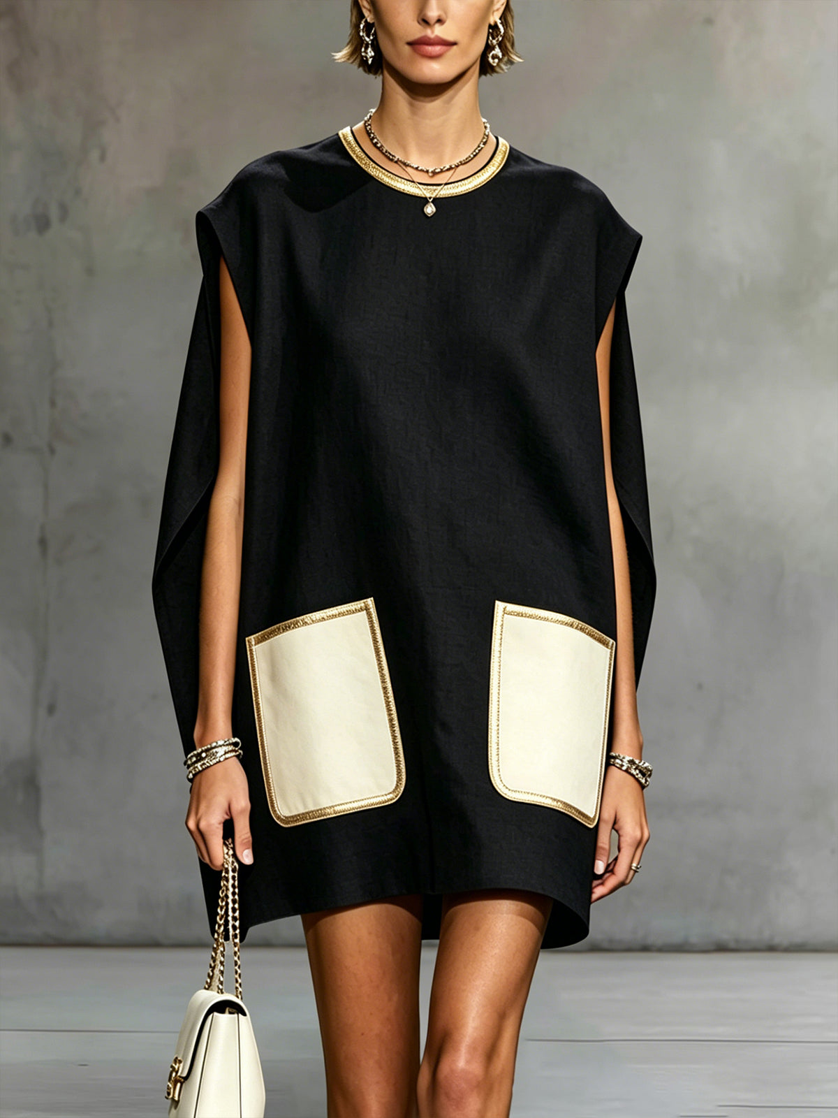 Elise | Contrast Pocket Mini Dress
