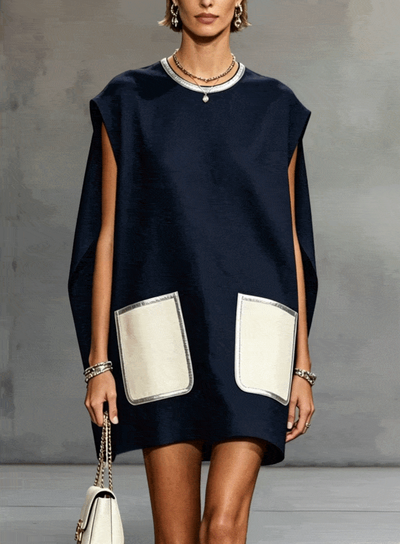 Elise | Contrast Pocket Mini Dress