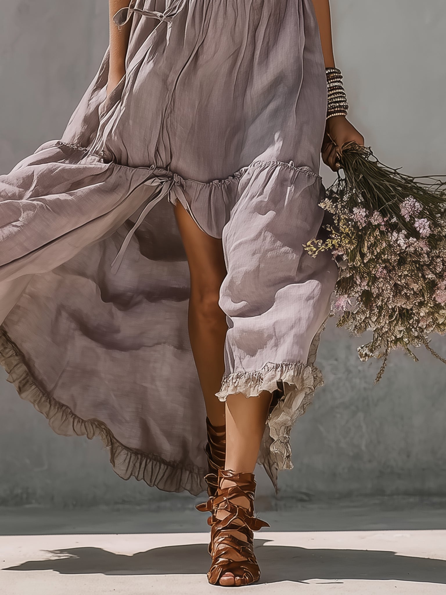 Amélie | Lace Linen Maxi Dress