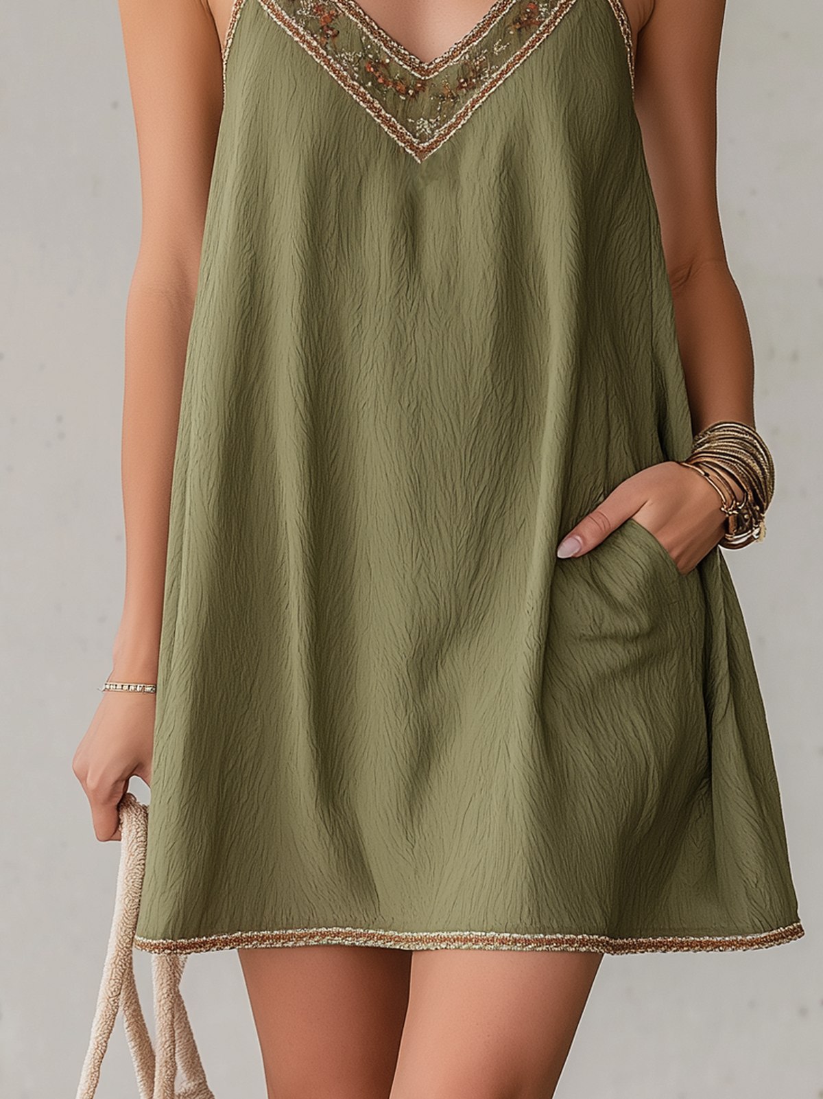 Livia | Embroidered Strap Mini Dress