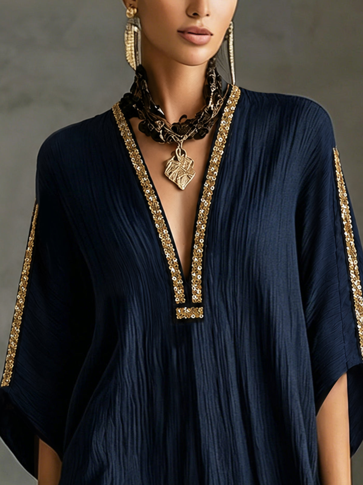 Aurelia | Embroidered Kaftan Mini Dress