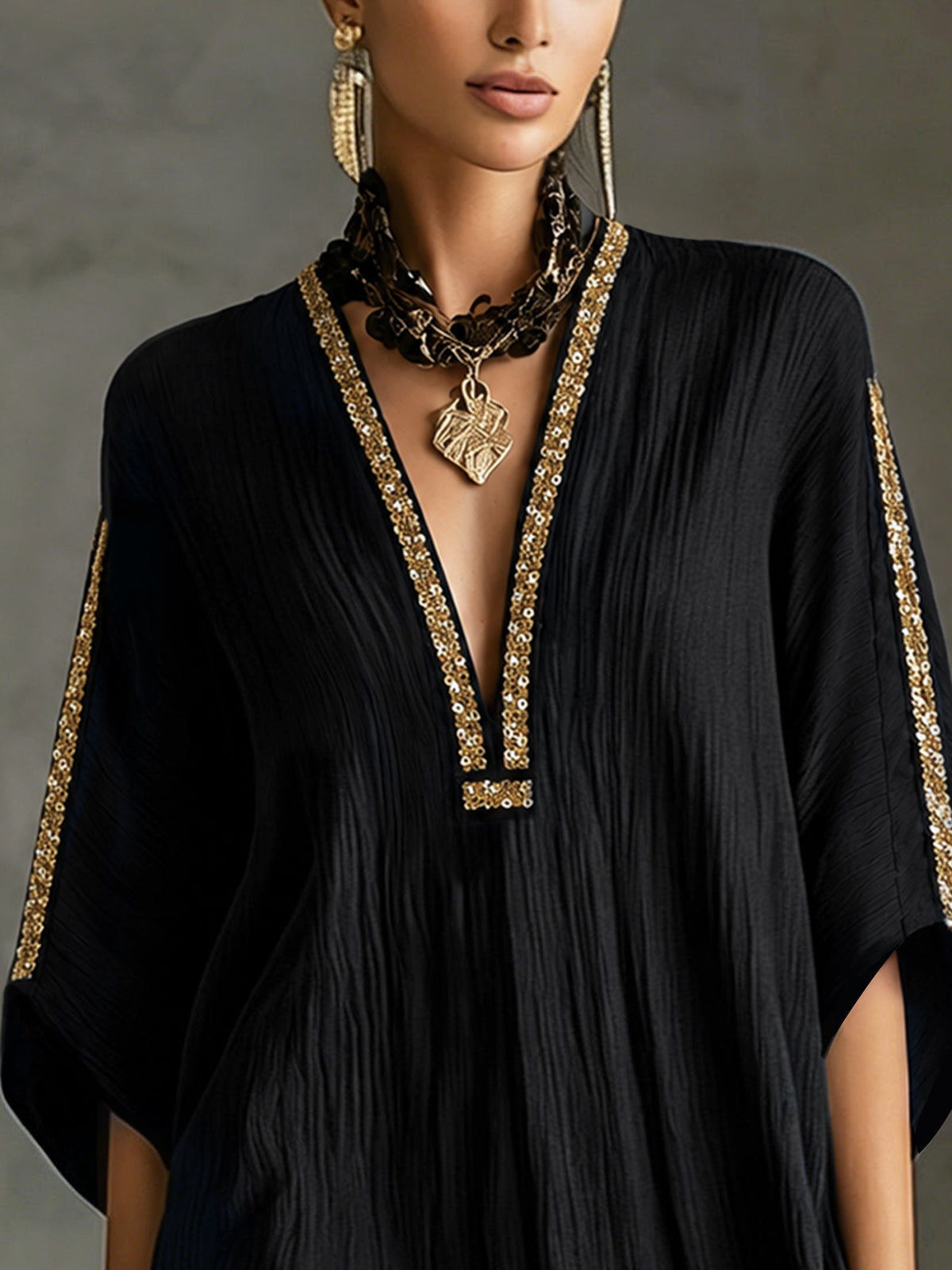 Aurelia | Embroidered Kaftan Mini Dress