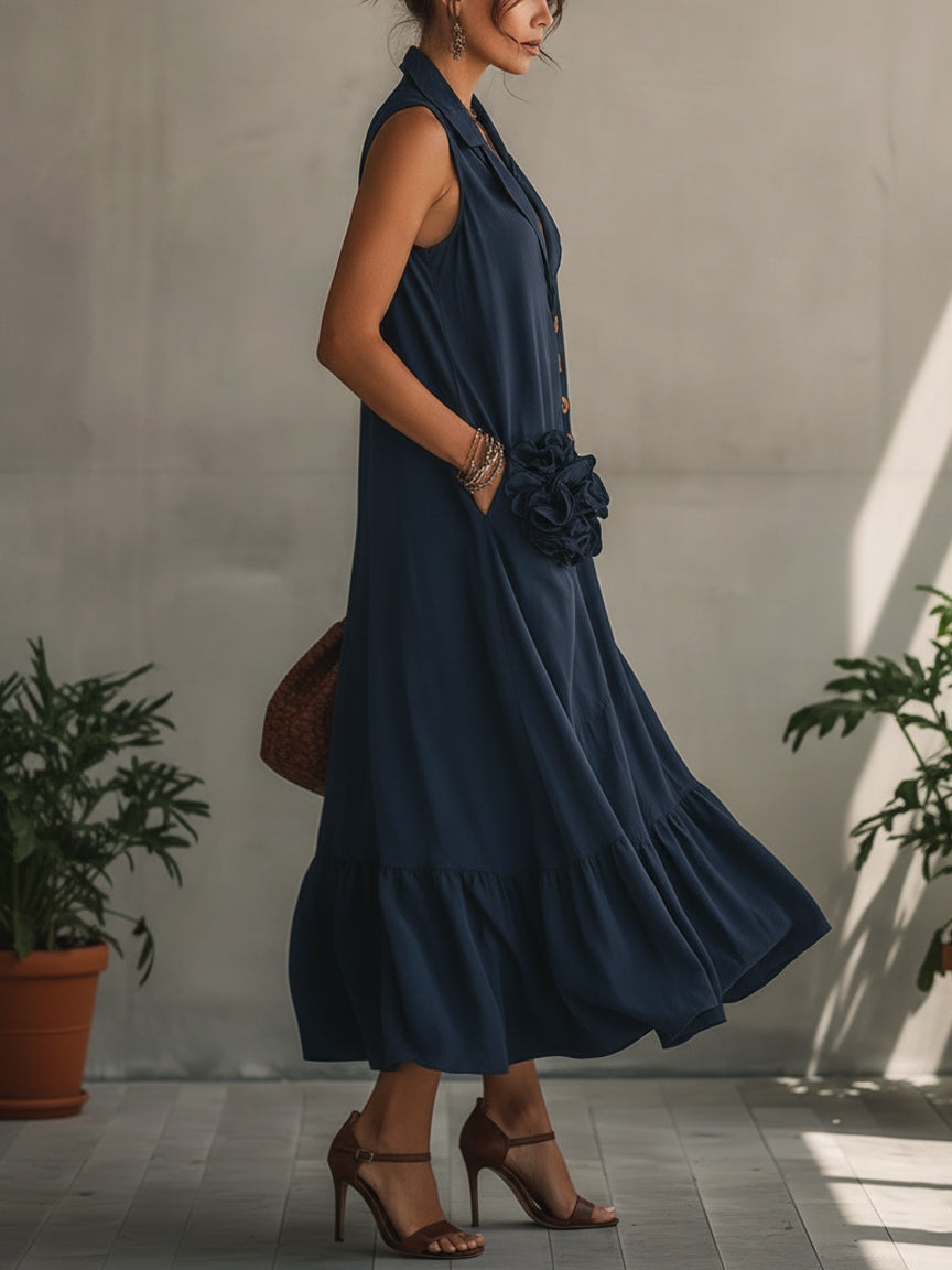 Elara | Floral Button Maxi Dress