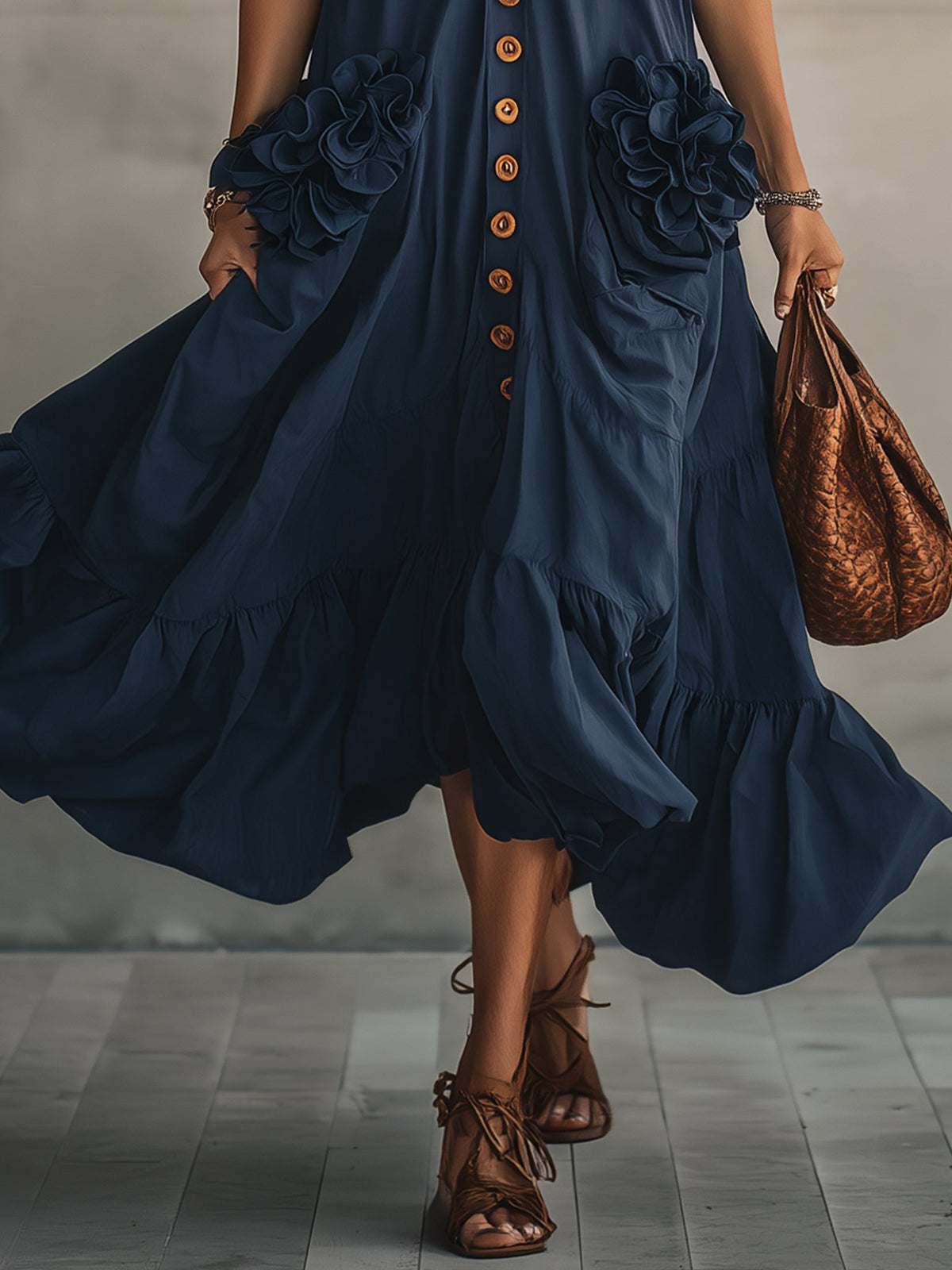 Elara | Floral Button Maxi Dress