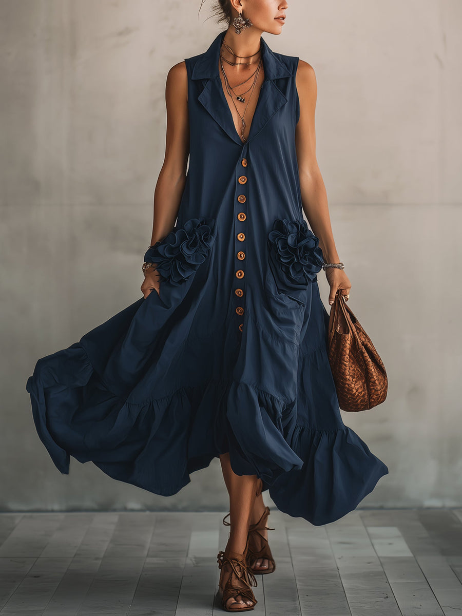 Elara | Floral Button Maxi Dress