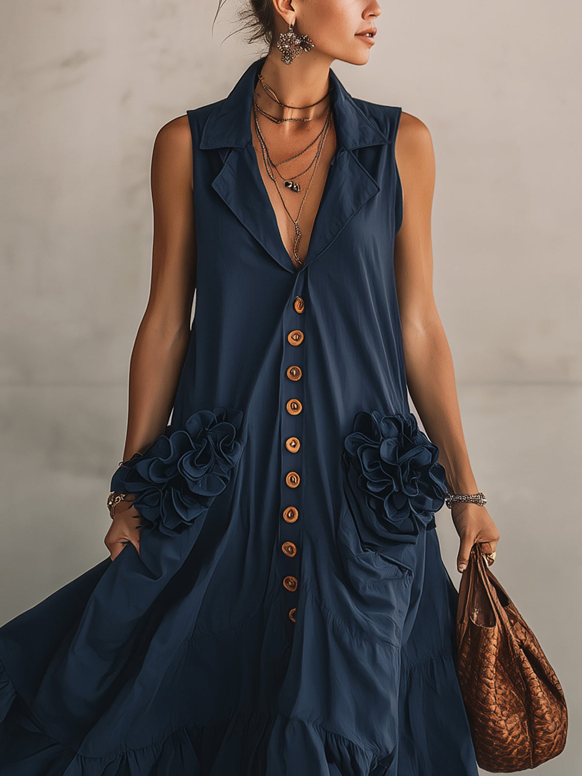 Elara | Floral Button Maxi Dress