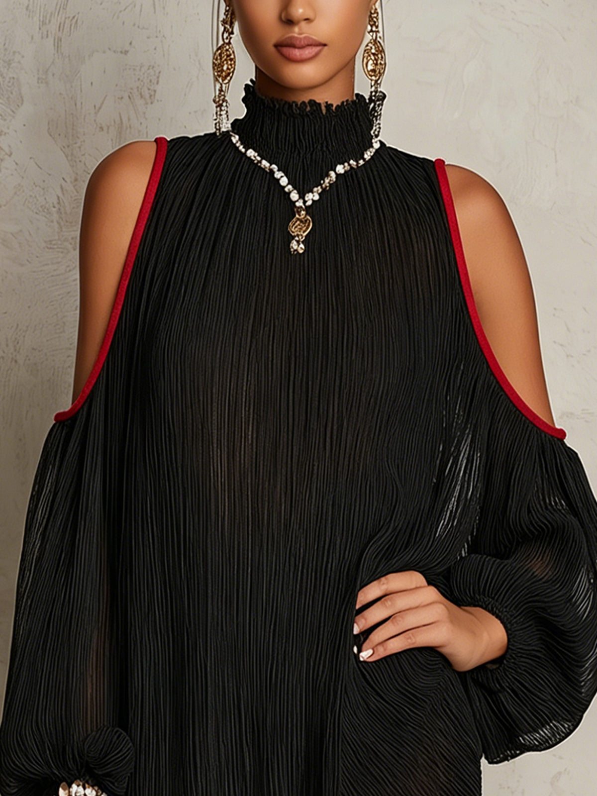 Valentina | Pleated Cold-Shoulder Mini Dress