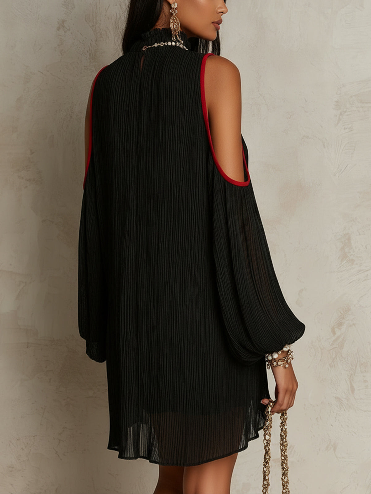 Valentina | Pleated Cold-Shoulder Mini Dress
